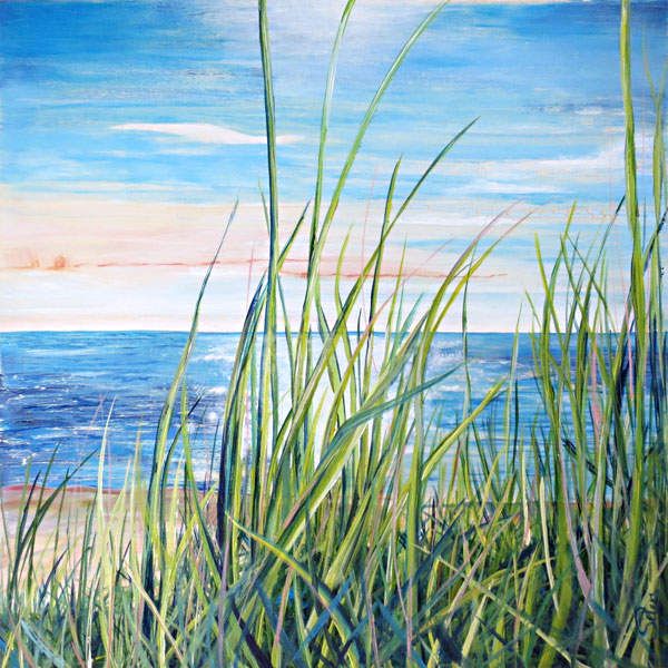 Acrylzeichnung: Weidefelder Strand an der Ostsee